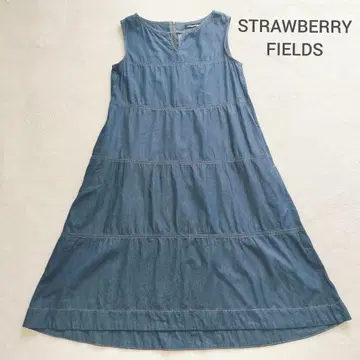 STRAWBERRY-FIELDS 데님 티어드 원피스 슬리브리스