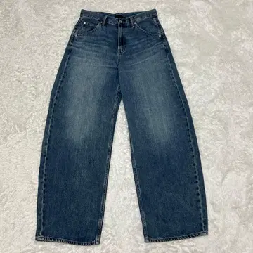 유니클로 배기 팬츠 데님 청바지 와이드 팬츠 인디고 블루 M