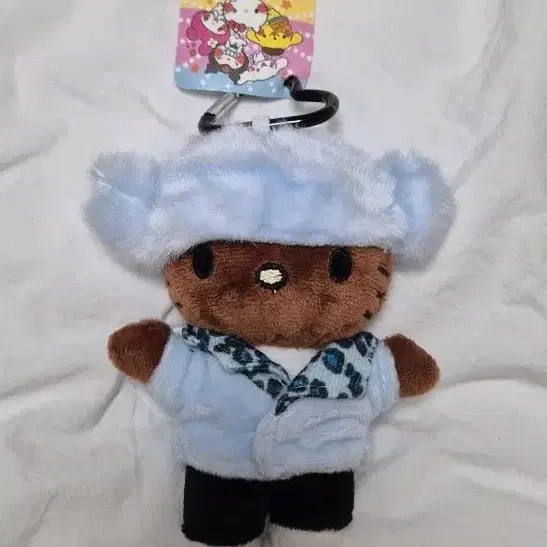 산리오 키티 인형 털모자 블루