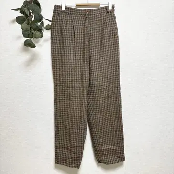 캐주얼 팬츠 슬랙스 테이퍼드 하운드투스 브라운 모직 가을/겨울 레어 미국제