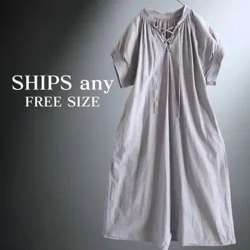 SHIPS any 레이스업 개더 삭 원피스 워셔블