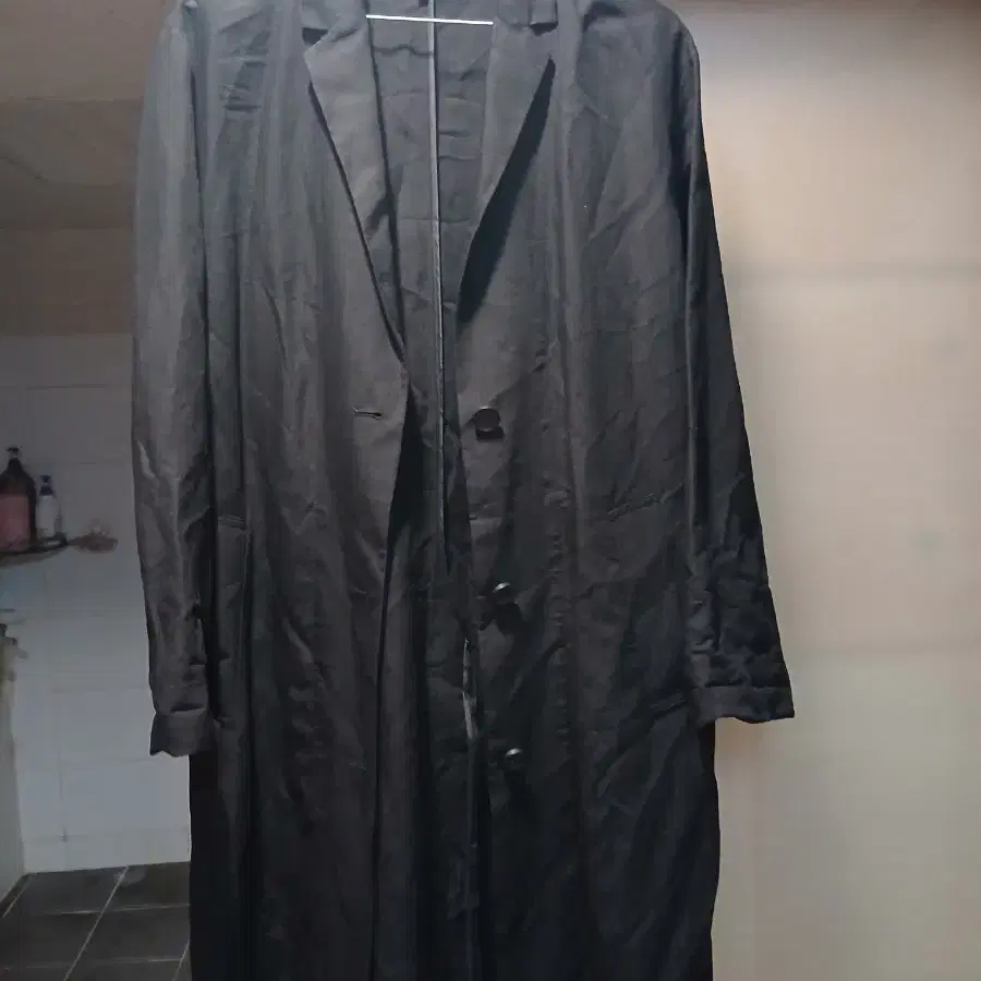 STILE BENETTON 린넨블랙 롱 코트 42