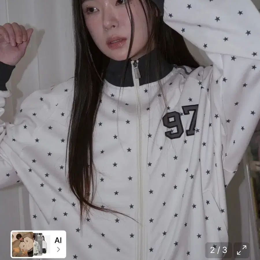 (새상품) 프렌다 STAR 97 LOGO JERSEY TRACK JACKET IVORY