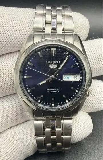 SEIKO 5 자동 와인딩 남성용 손목시계 네이비 다이얼
