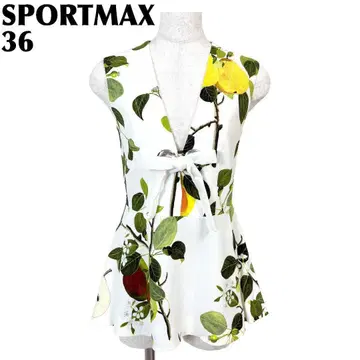 [ 새상품급 ] SPORTMAX 슬리브리스 V넥 상의 36 보태니컬 무늬
