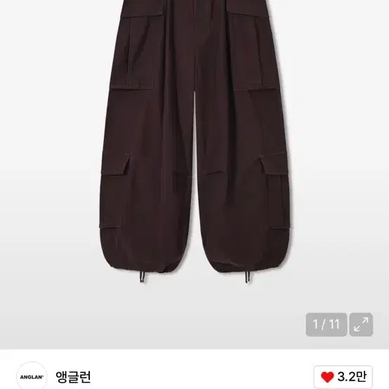앵글런 더블 정글 카고 벌룬 팬츠 다크 브라운