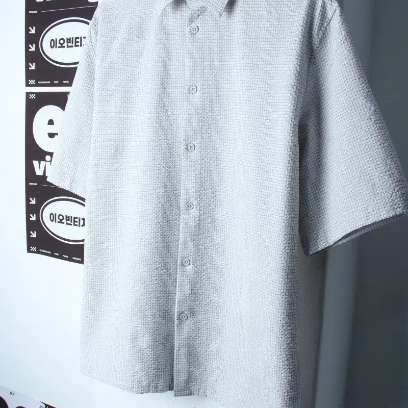 (M-XL) 자라 반팔 카라 티셔츠 셔츠 남방 시어서커-H35347