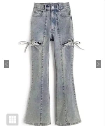 GRL 사이드 컷 아웃 리본 플레어 데님 팬츠 [cu578] S