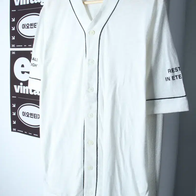 (XL-2XL) 앤듀 반팔 티셔츠 야구유니폼 화이트 올드스쿨-H35386