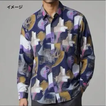 보라색 올 패턴 셔츠 일본제 레트로 빈티지