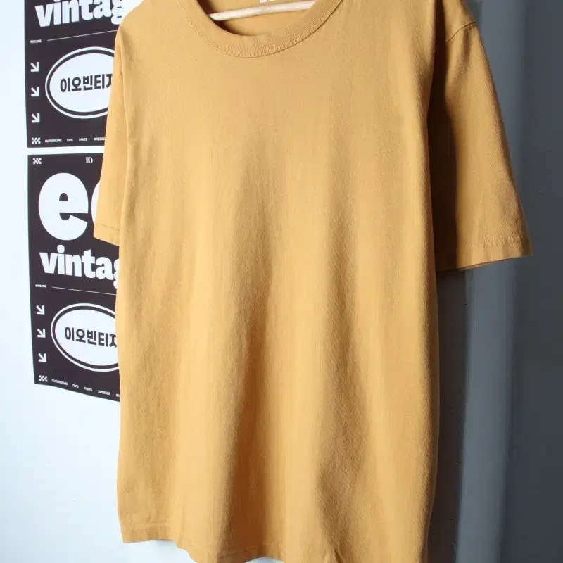 (XL-2XL) 유니클로 반팔 티셔츠 U라인 오버핏 무지 노랑-H35402