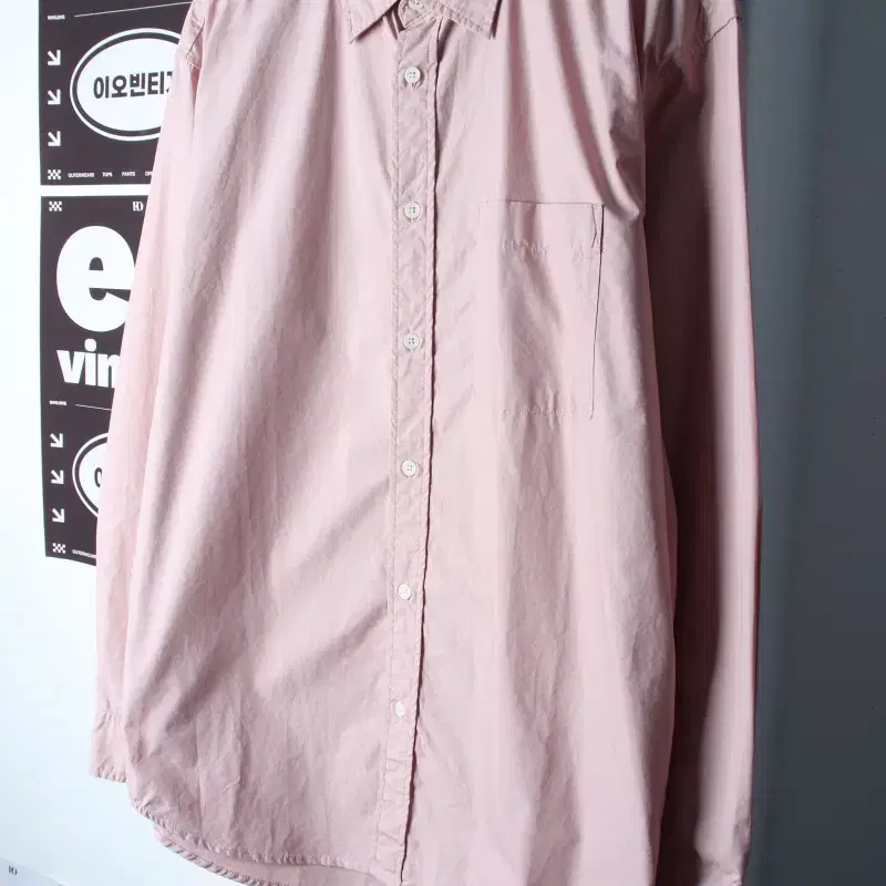 (L-XL) 무신사 스탠다드 셔츠 남방 연핑크 무지 바스락재질-H35236