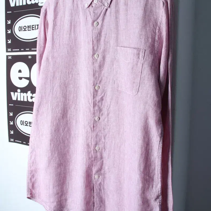 (XL-2XL) 탑텐 셔츠 남방 스트라이프 린넨 마 100-H35241