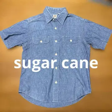 Sugar Cane 반팔 샴브레이 워크 셔츠