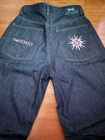 NOREMID 데님 하프 팬츠 자수