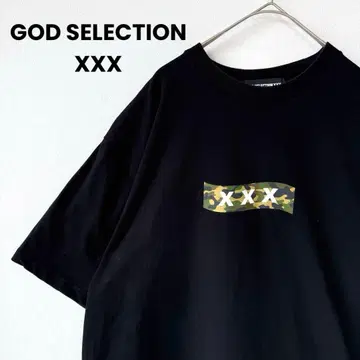 [새상품급] 갓 셀렉션 XXX 카모 패턴 박스 로고 티셔츠 블랙 L 상당