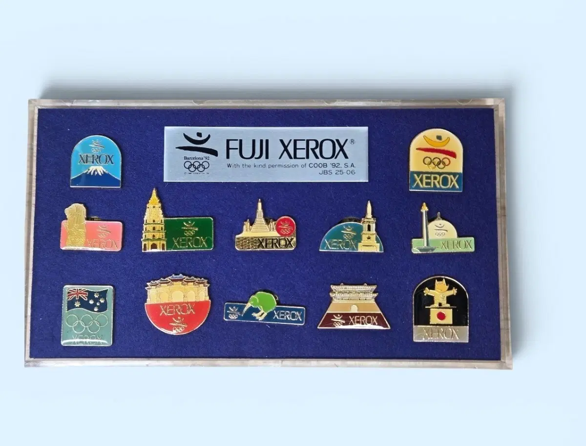 [완전풀세트] 1992 바르셀로나 올림픽 '후지 제록스(FUJI XEROX)' 공식 12종 핀 배지 프레임 에디션