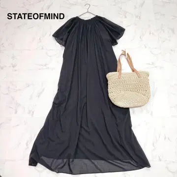 미사용급 STATEOFMIN 스테이트 오브 마인 개더 원피스 블랙 시어