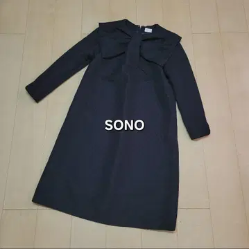 소노 퀼트 자카드 홀리데이 파피용 원피스 펄 리본