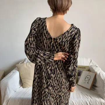 녹차 패턴 레이디 ops 원피스 포멀 드레스