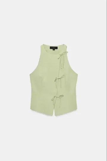 ZARA 슬리브리스 리본 상의