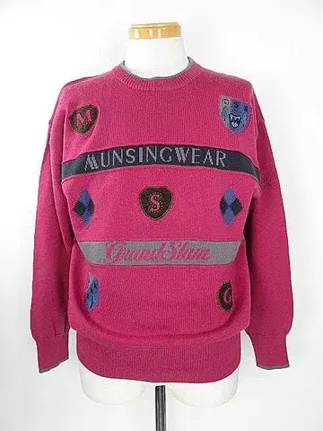 먼싱웨어 Munsingwear 니트 스웨터 적자색 자수입 L