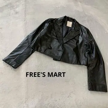 [하자품] FREE'S MART 인조 가죽 크롭 기장 자켓 블랙 사이즈 M