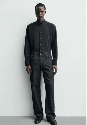 ZARA 남성용 긴팔 셔츠 블랙 XL 사이즈