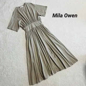 새상품급 Mila Owen 허리 개더 컷 맥시 원피스 손세탁 가능 베이지
