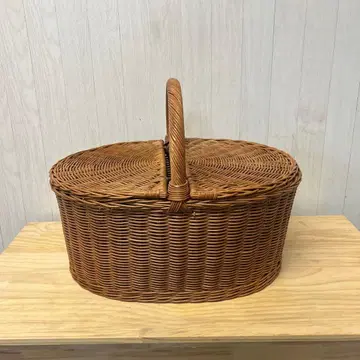 라탄 소재 내추럴 피크닉 바스켓 반려동물 캐리어로도 45.5cm