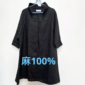 린넨 100% 블랙 튜닉