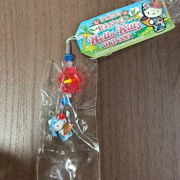 현지 키티 오키나와 한정판 고구마 하이비스커스 비즈 포함 Sanrio 스트랩