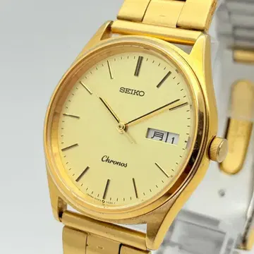 [ 새상품급 ] 새상품 배터리 SEIKO 크로노스 남성용 손목시계 골드 데이데이트