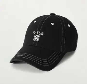 새상품 SATUR 세터 대비 컬러 스티치 캡 모자 블랙