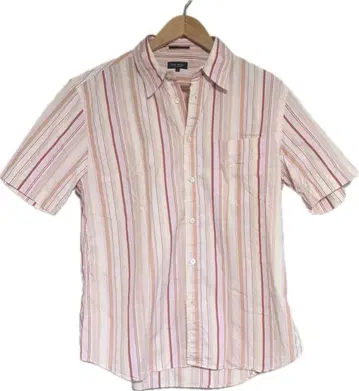 Paul Smith Collection 반팔 스트라이프 셔츠 핑크 일본제
