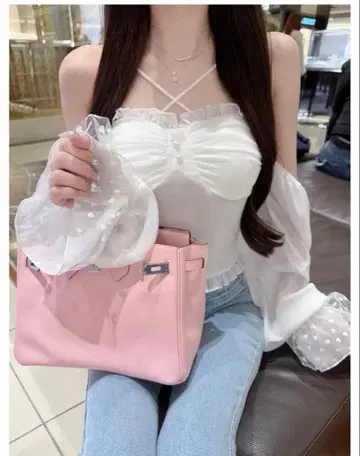 Lumignon Mellow heart tulle top 화이트