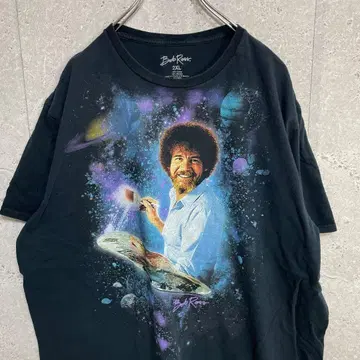 BOb Ross 화가 아티스트 프린트 블랙 T셔츠 2XL