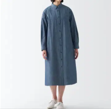 미사용 새상품 MUJI 긴팔 원피스 (네이비) 여성 S