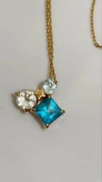 STAR JEWELRY k10 터콰이즈 블루 크리스탈 목걸이