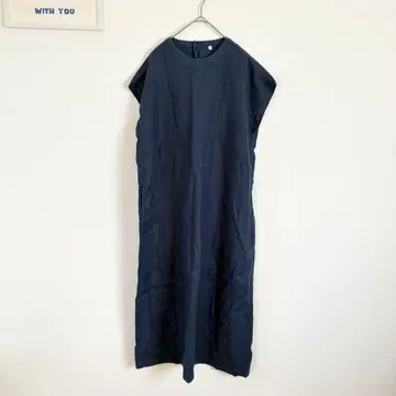 무인양품/MUJI 롱 슬리브리스 원피스 심플 프렌치 슬리브