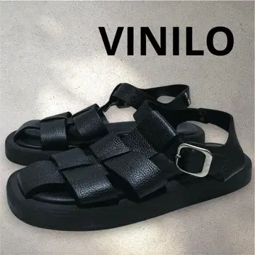 VINILO 비니로 구르카 샌들 블랙 23.5 스페인산 주름 소가죽