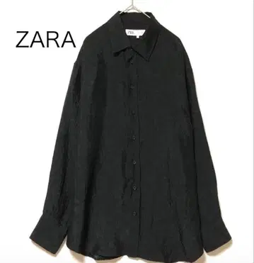 [ 새상품 ] ZARA 자라 블랙 셔츠 S 긴팔 셔츠 주름 가공 오버 사이즈