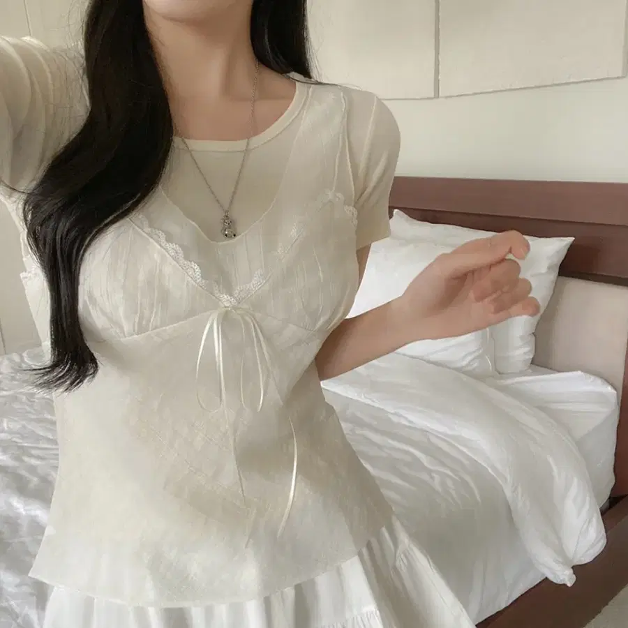 레이어드 뷔스티에 나시 블라우스(새상품)