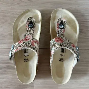 BIRKENSTOCK 플립플랍 레오파드 꽃무늬 36