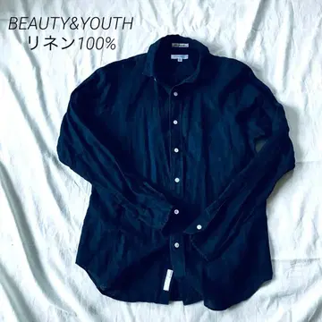 BEAUTY&YOUTH 린넨 100% 긴팔 셔츠 네이비