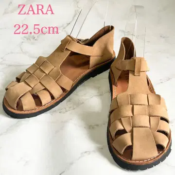 ZARA 구르카 샌들 스웨이드 가죽 35 22.5cm 베이지