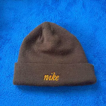 NIKE 니트 모자 비니 브라운 자수 로고