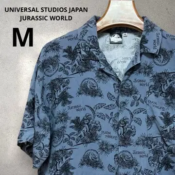 [USJ 공식] 쥬라기 월드 알로하 셔츠 공룡 올 패턴 블루 M