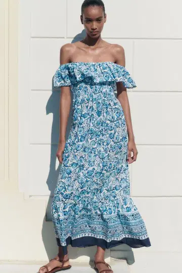 ZARA 완판템 오프숄더 꽃무늬 원피스 XS
