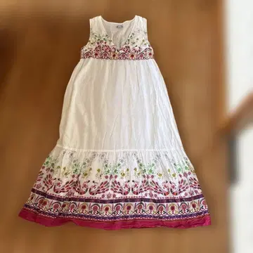 TITICACA 슬리브리스 롱 원피스 에스닉 패턴